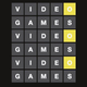 A wordle puzzle board filled with the words Video Games over and over and over.